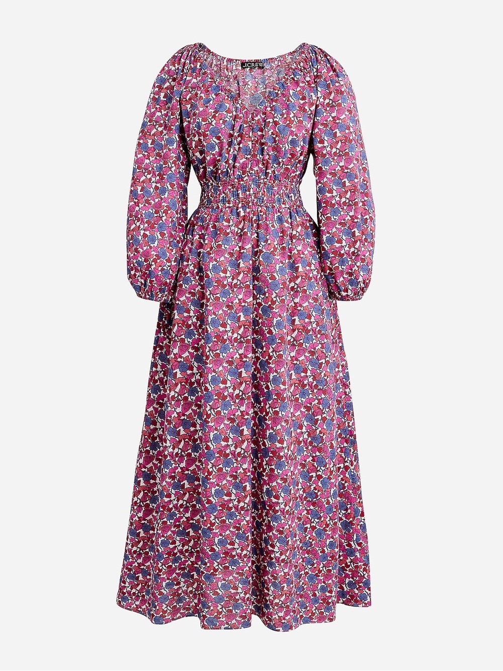 J. Crew Pink and Blue Floral Midi Dress